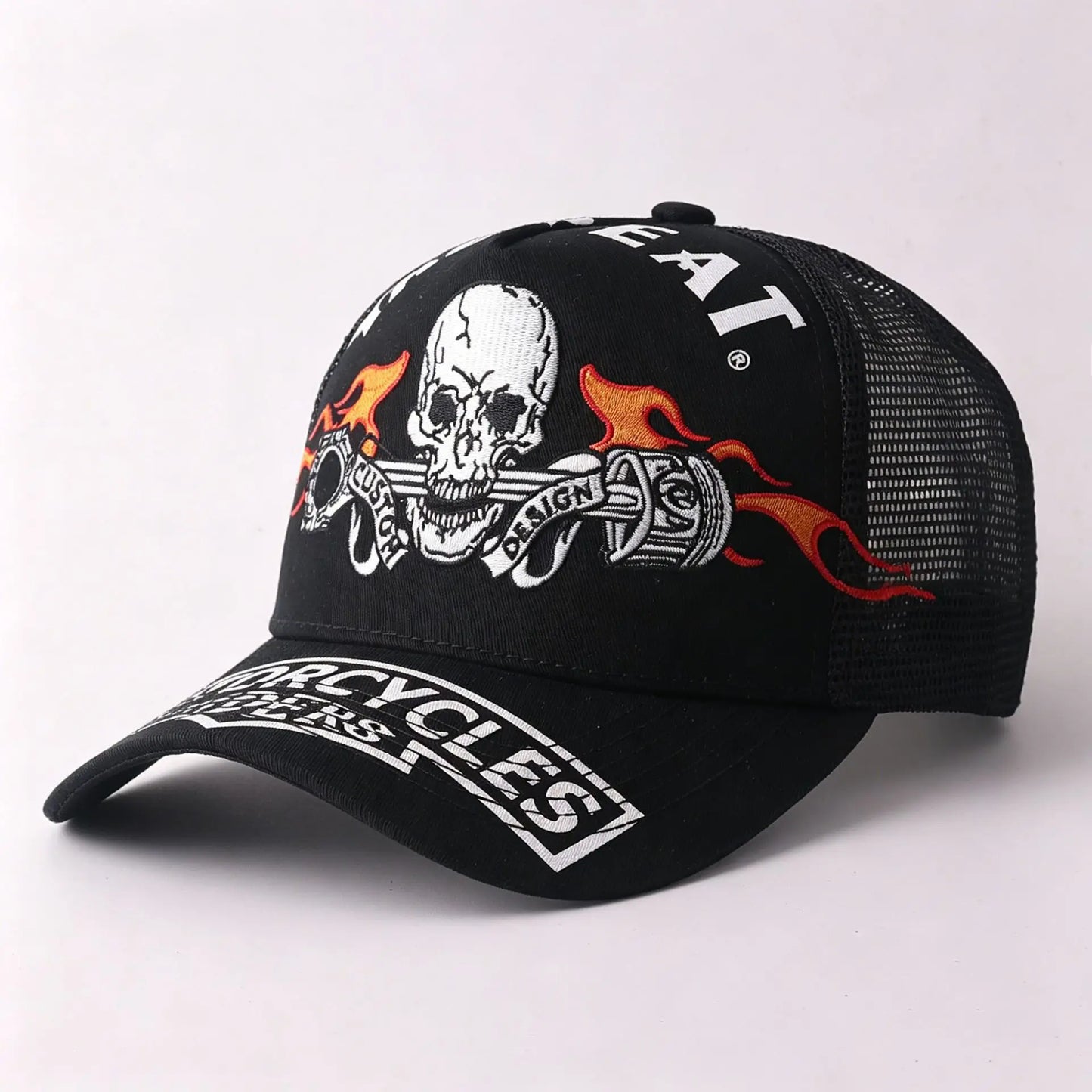 Skull & Wings Embroidered Trucker Cap | Hip Hop Baseball Hat