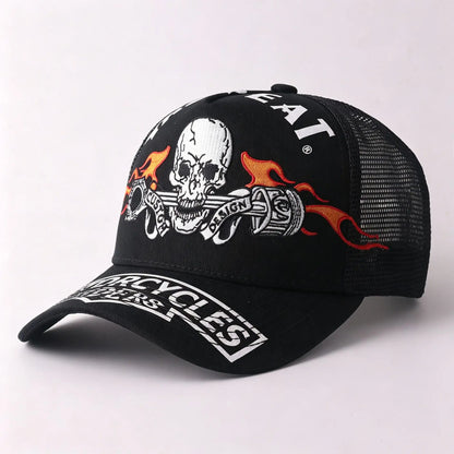 Skull & Wings Embroidered Trucker Cap | Hip Hop Baseball Hat