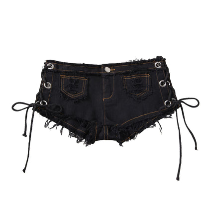 New American retro sexy low waist ultra short women's jeans, denim shorts, bar performance clothing, hot pants