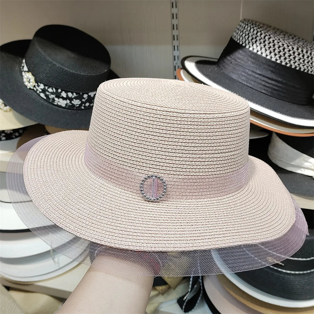 Bucket Hat Summer Hats for Women Fishing Hat Woolen Rhinestone Solid Color Basin Hat Leisure Outdoor Beach Sun Hat