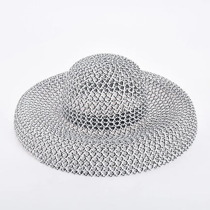 Bucket Hat Summer Hats for Women Fishing Hat Woolen Rhinestone Solid Color Basin Hat Leisure Outdoor Beach Sun Hat