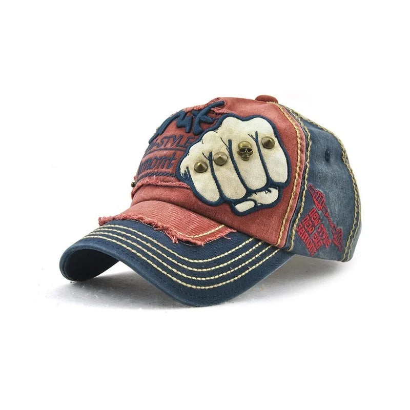 Fist Rivet Embroidered Baseball Cap – Bold Streetwear Attitude
