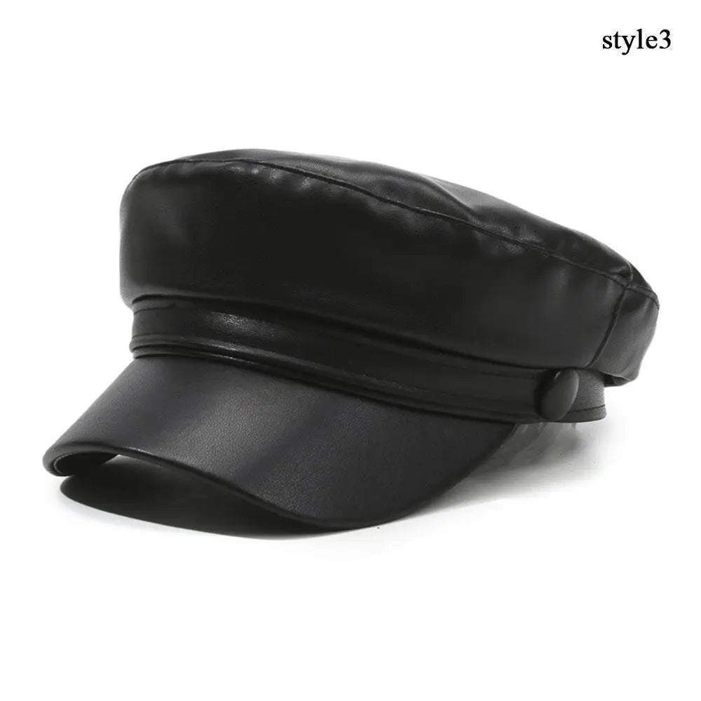 British Style PU Leather Beret – Timeless Retro Elegance