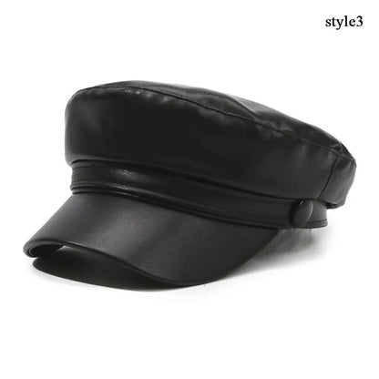 British Style PU Leather Beret – Timeless Retro Elegance