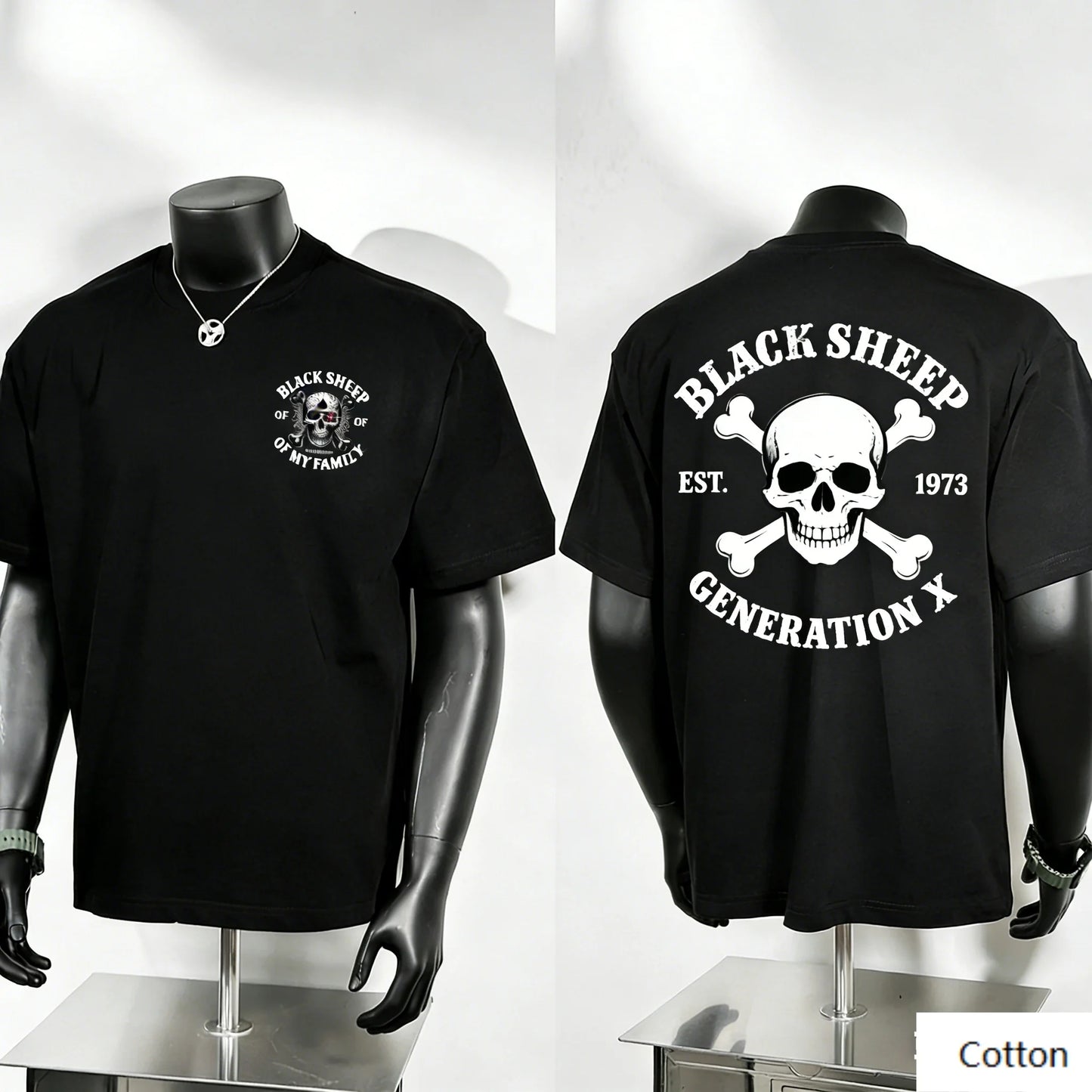 Black Sheep Generation X Skull T-Shirt – Rebellious Retro Style