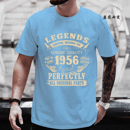 Vintage 1956 69th Birthday Men's Tees Birthday Made in 1956 Shirt of Dad Legends Were Born in 1956 Perfectly Shirt Gift for Dad