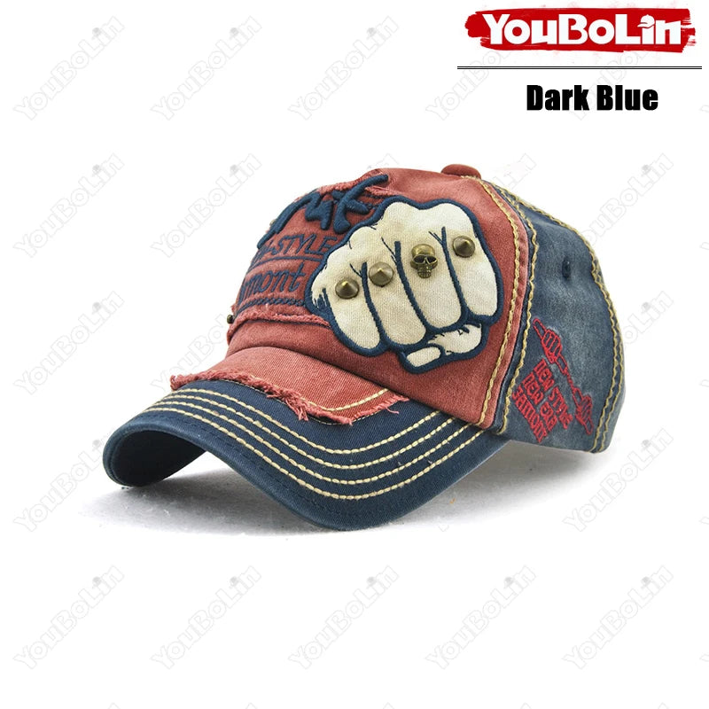 Fist Rivet Embroidered Baseball Cap – Bold Streetwear Attitude