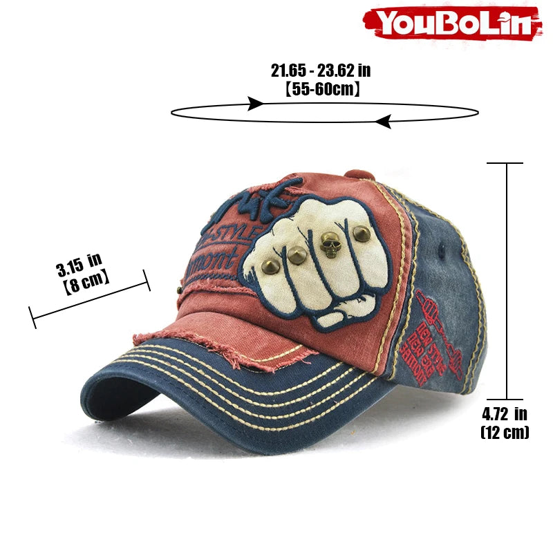 Fist Rivet Embroidered Baseball Cap – Bold Streetwear Attitude