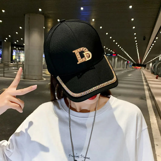 CNTANG Diamond D Letter Baseball Cap – Sparkle & Shade