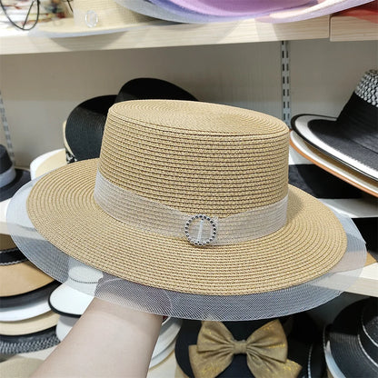 Bucket Hat Summer Hats for Women Fishing Hat Woolen Rhinestone Solid Color Basin Hat Leisure Outdoor Beach Sun Hat