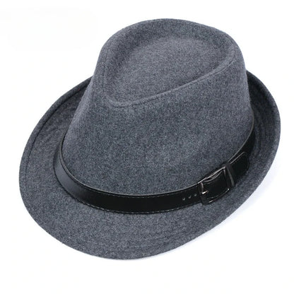 Men’s Wool Blend Fedora – Sophisticated Short-Brim Style