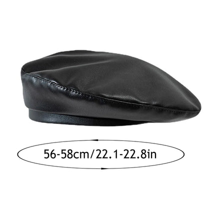 British Style PU Leather Beret – Timeless Retro Elegance