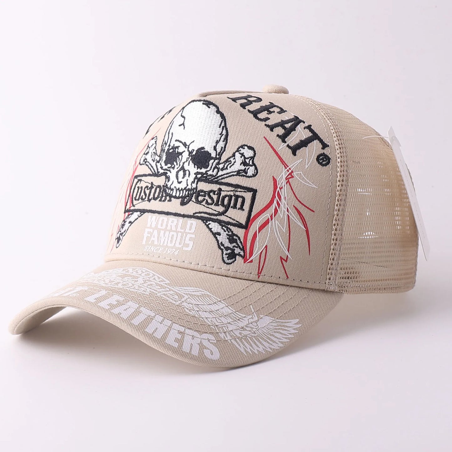 Skull & Wings Embroidered Trucker Cap | Hip Hop Baseball Hat