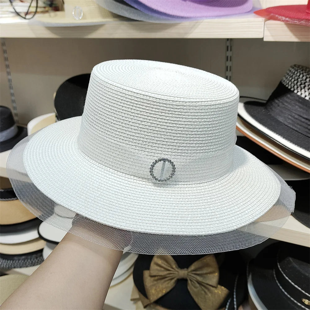 Bucket Hat Summer Hats for Women Fishing Hat Woolen Rhinestone Solid Color Basin Hat Leisure Outdoor Beach Sun Hat