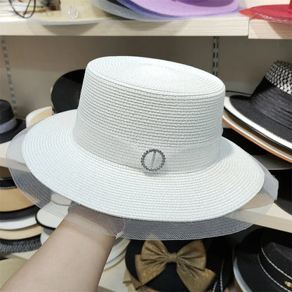 Bucket Hat Summer Hats for Women Fishing Hat Woolen Rhinestone Solid Color Basin Hat Leisure Outdoor Beach Sun Hat