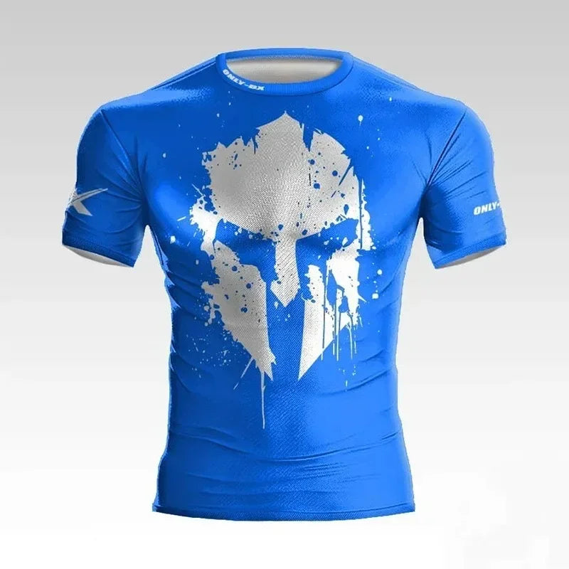 Summer New Style Spartan Helmet 3D Printed Men's T-shirt for Boxing and Fitness Daily Outdoor Sports Tops Trend Streetwear