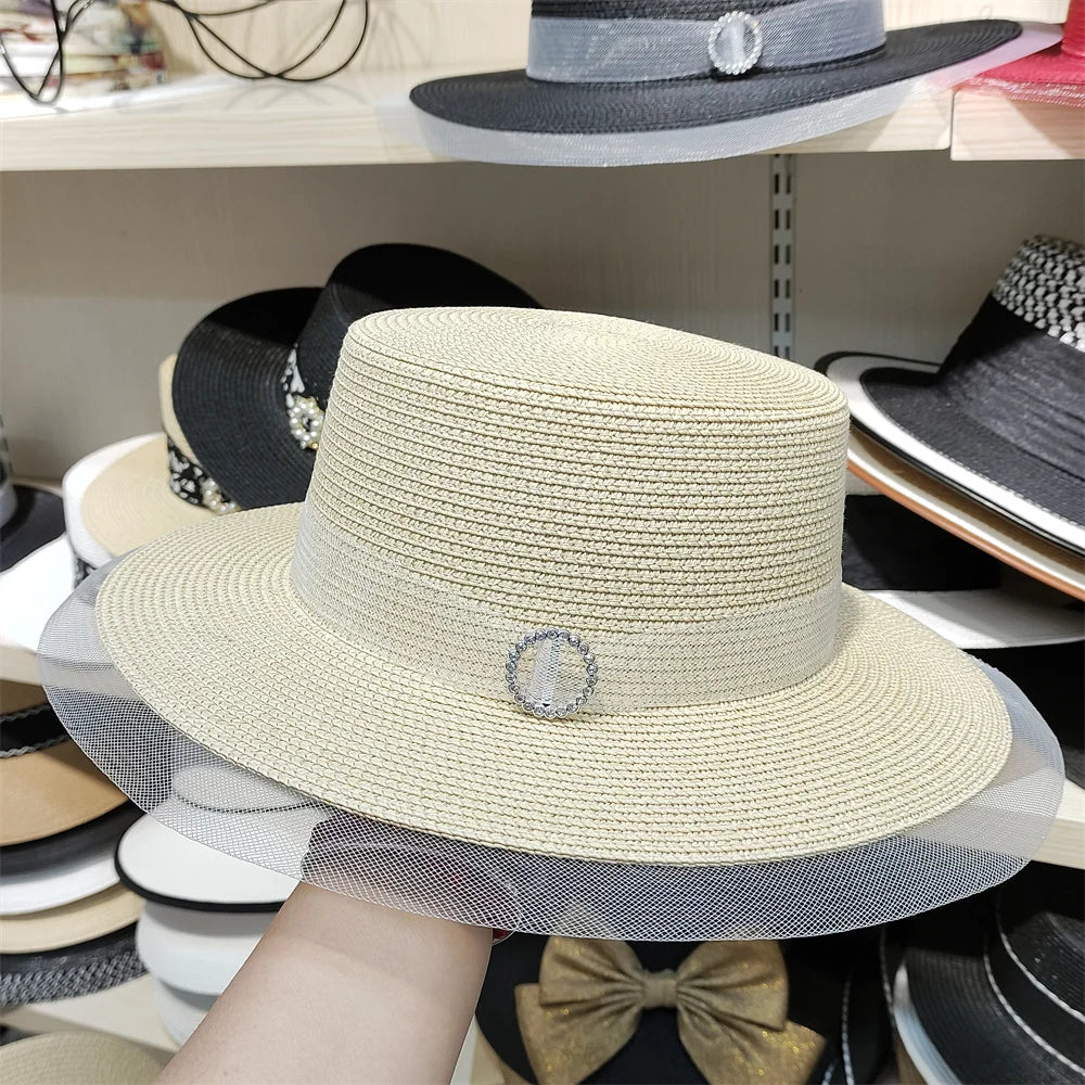 Bucket Hat Summer Hats for Women Fishing Hat Woolen Rhinestone Solid Color Basin Hat Leisure Outdoor Beach Sun Hat