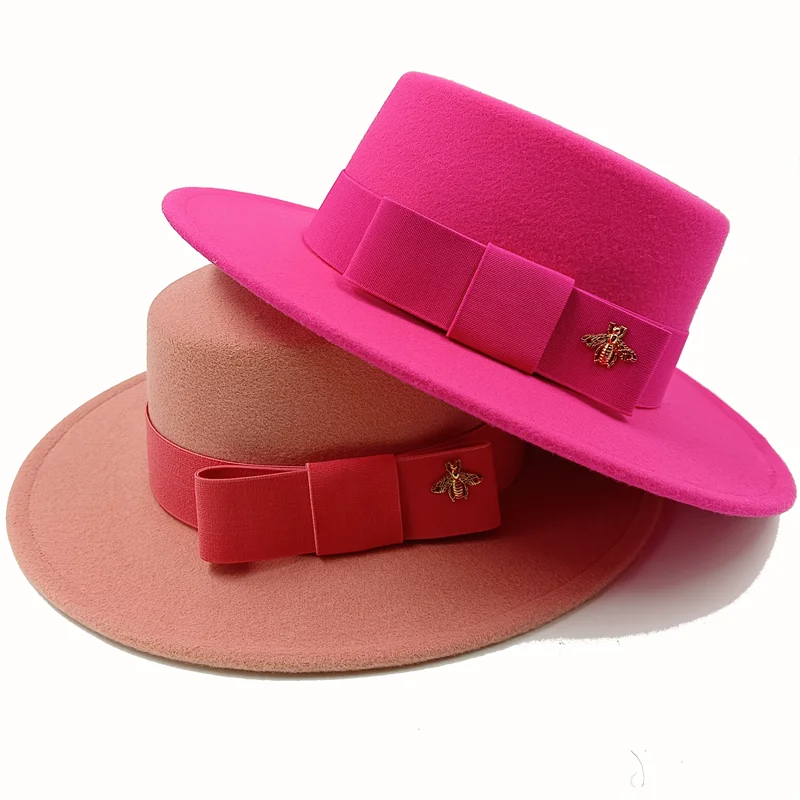 Bow Tie Fedora Hat – Wide Brim | 17 Colors | Women & Men