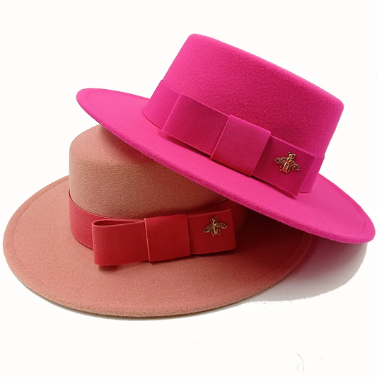 Bow Tie Fedora Hat – Wide Brim | 17 Colors | Women & Men