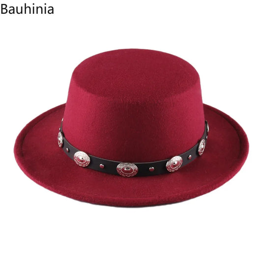 Panama Vintage Wide Brim Black Fedora Hat Men Flat Top Wool Jazz Cap Elegant Ladies Gentleman Gambler Hats