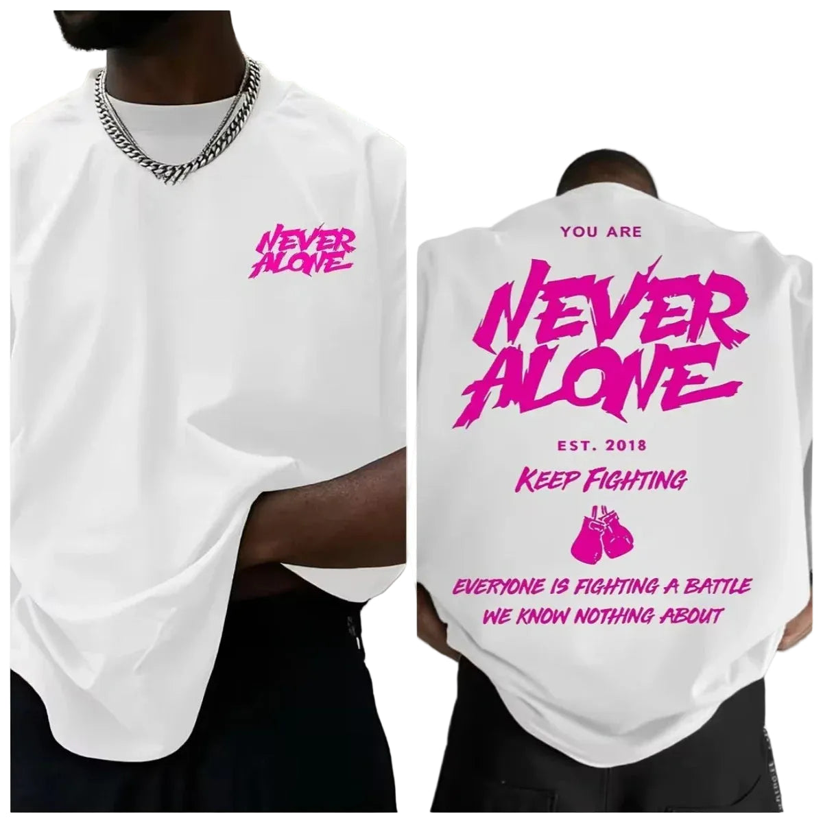 KEEP FIGHTING NEVER GIVE UP Casual Streetwear Men T Shirt Cotton Tee Women Oversized Loose Summer O-Neck  Fitness Lovers Gifts