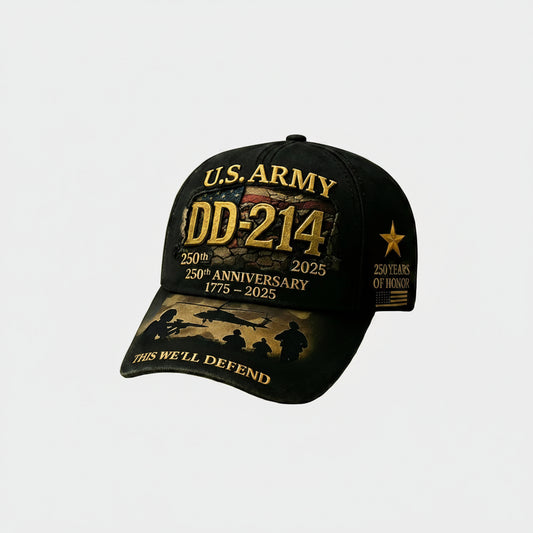 Adjustable Baseball Cap Celebrating The 250Th Anniversary of The U.S. Army, Showcasing The Motto 'This We'Ll Defend' Along