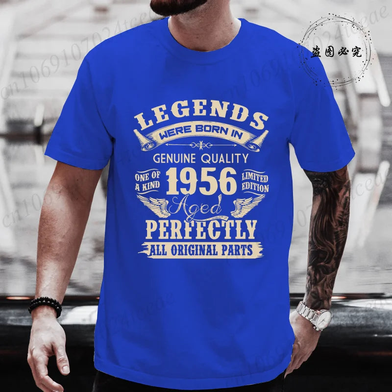 Vintage 1956 69th Birthday Men's Tees Birthday Made in 1956 Shirt of Dad Legends Were Born in 1956 Perfectly Shirt Gift for Dad