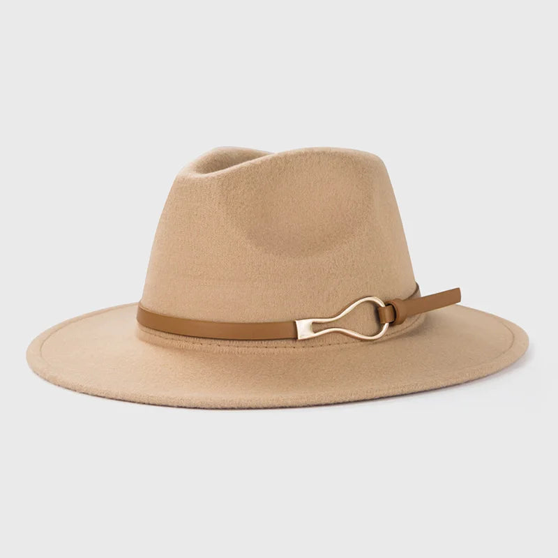 Belt Wool Fedoras Hat For Women Men Winter Autumn Warm Vintage British Style Round Bowler Caps Church Flat Brim Felt Jazz Hats