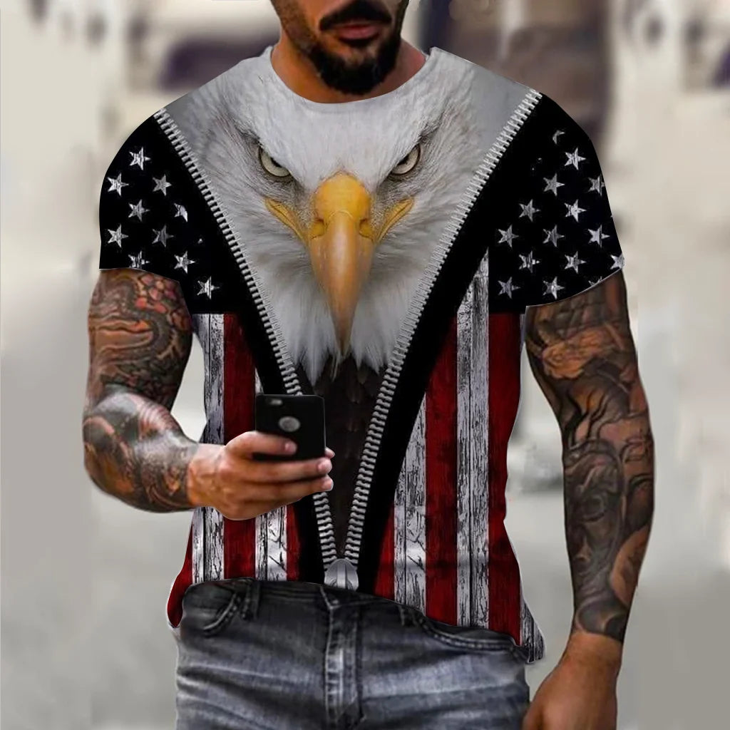 Men’s 3D USA Flag Print T-Shirt – Bold Patriotic Streetwear