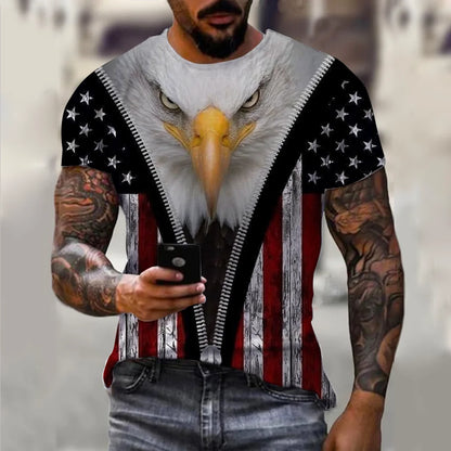 Men’s 3D USA Flag Print T-Shirt – Bold Patriotic Streetwear