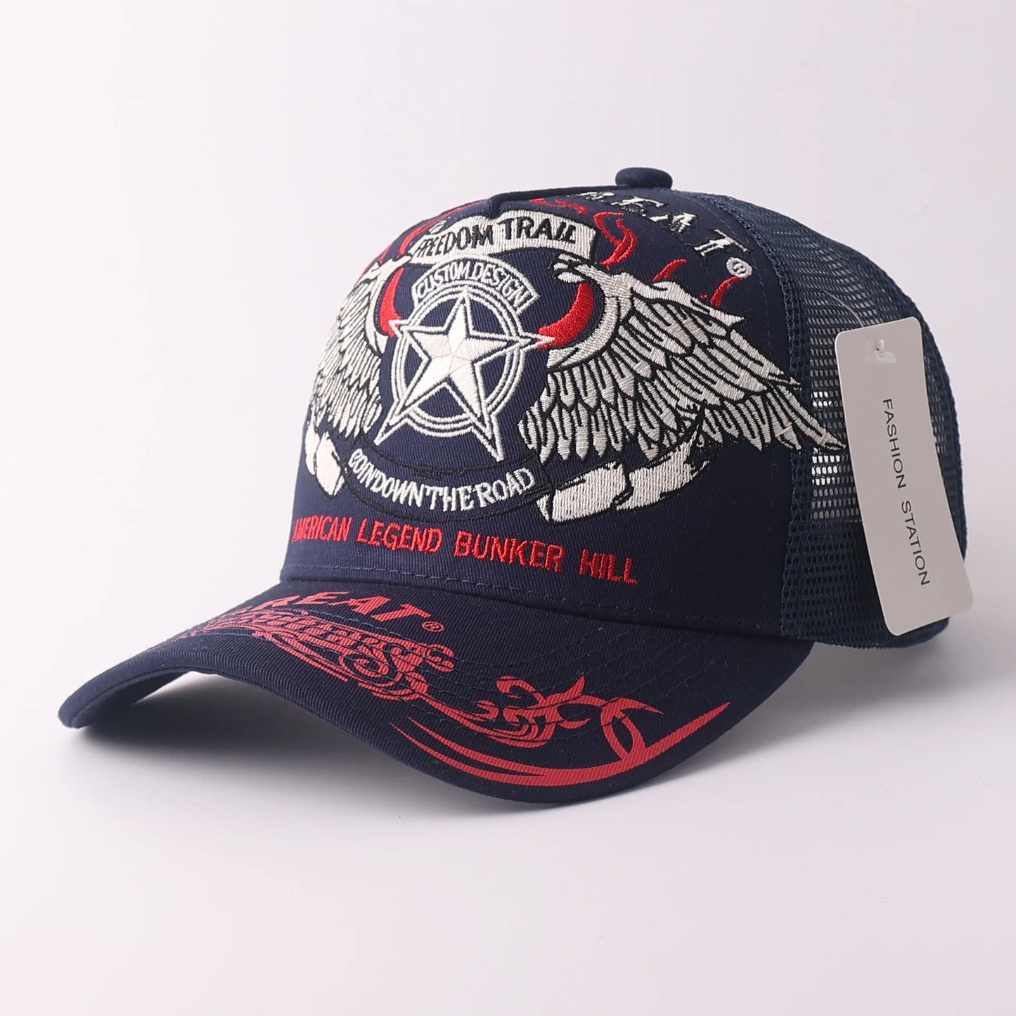 Skull & Wings Embroidered Trucker Cap | Hip Hop Baseball Hat