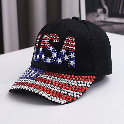 USA American Flag Baseball Cap – Patriotic Bling Meets Street Style