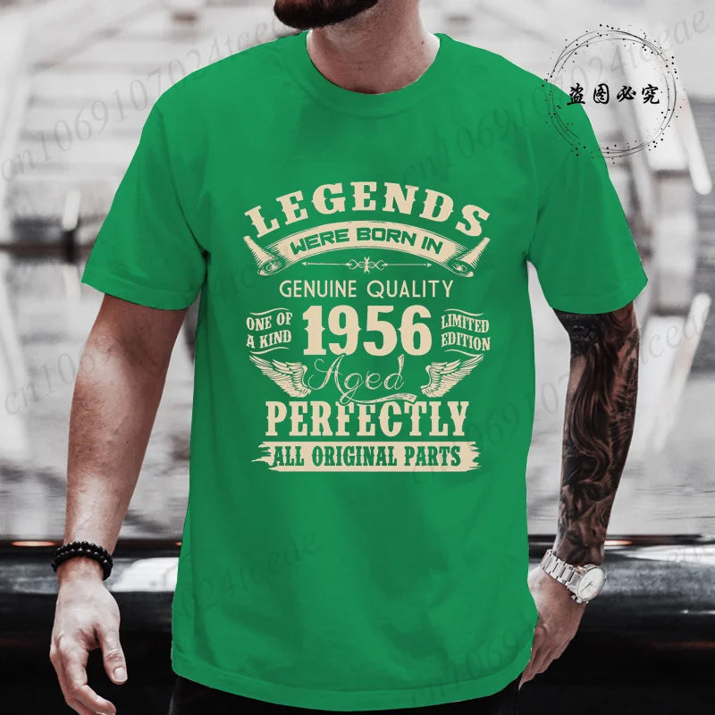 Vintage 1956 69th Birthday Men's Tees Birthday Made in 1956 Shirt of Dad Legends Were Born in 1956 Perfectly Shirt Gift for Dad