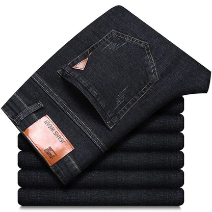 Spring Autumn New Mens Black Blue Pants Pure Color Stretch Jeans Street Casual Slim Fit Trousers Male Wash Skinny Jeans for Men