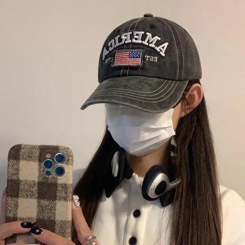 Vintage USA Flag Distressed Baseball Cap – Classic Laid-Back Style