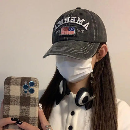 Vintage USA Flag Distressed Baseball Cap – Classic Laid-Back Style