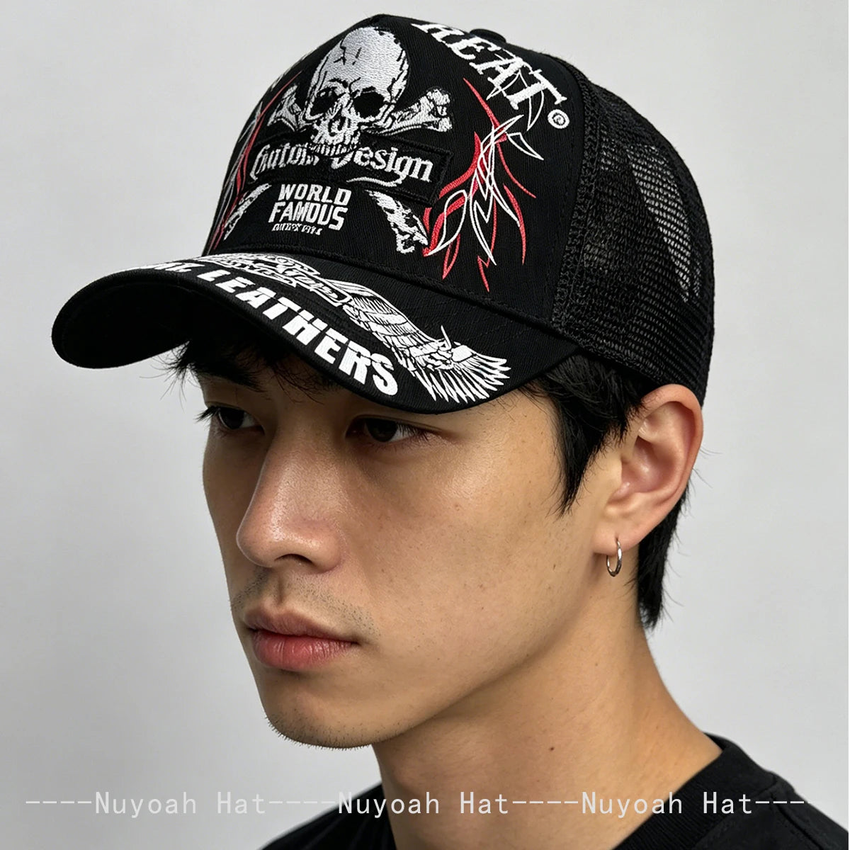 Skeleton Wings Letters Embroidery Baseball Hats Breathable Personal New Men Women Mesh Sunshade Hip Hop Trucker Caps Versatile