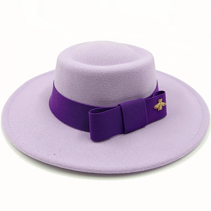 Bow Tie Fedora Hat – Wide Brim | 17 Colors | Women & Men