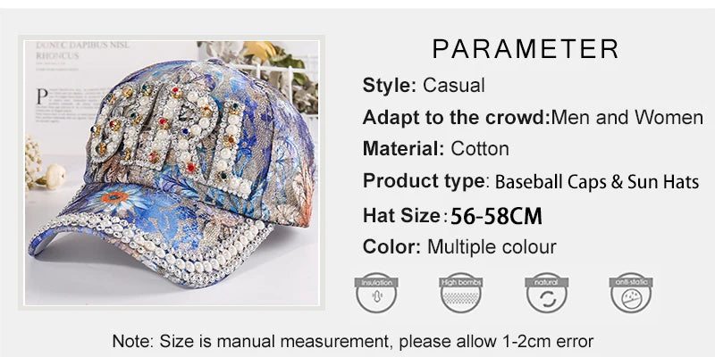 Rhinestone Shiny Baseball Cap – Glamour Meets Street Style