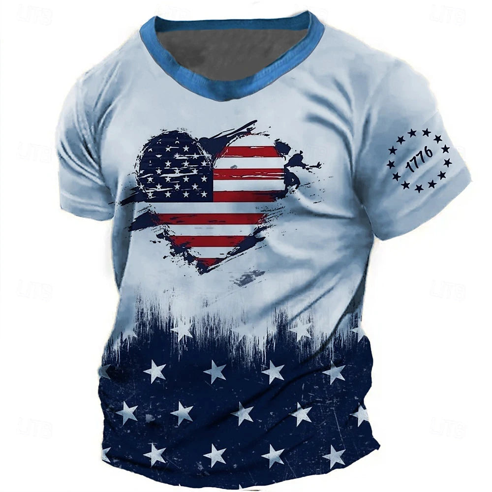 Men’s Freedom Print American Flag T-Shirt – Patriotic Comfort