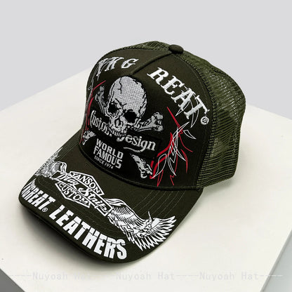 Skeleton Wings Letters Embroidery Baseball Hats Breathable Personal New Men Women Mesh Sunshade Hip Hop Trucker Caps Versatile