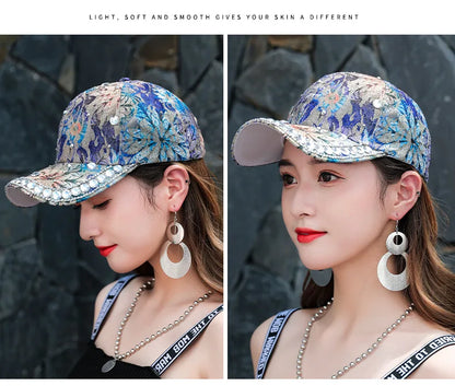 Rhinestone Shiny Baseball Cap – Glamour Meets Street Style