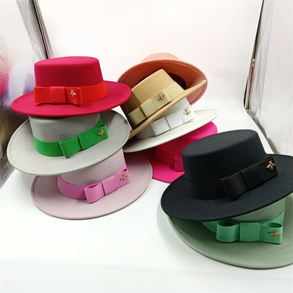 Bow Tie Fedora Hat – Wide Brim | 17 Colors | Women & Men