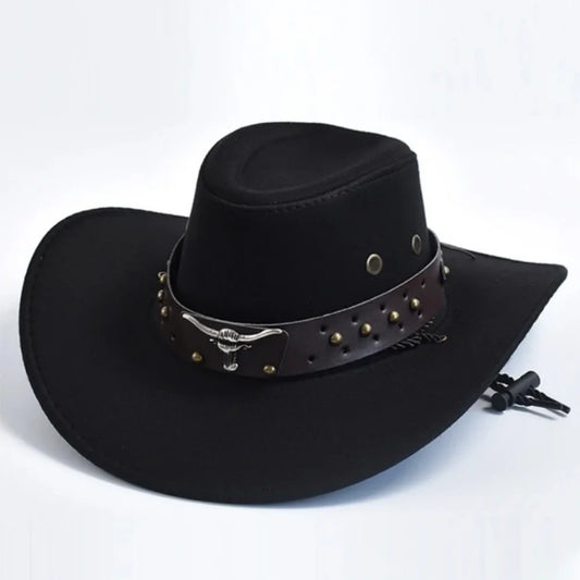 Western Suede Cowboy Hat — Unisex Fedora with Rivet Detail