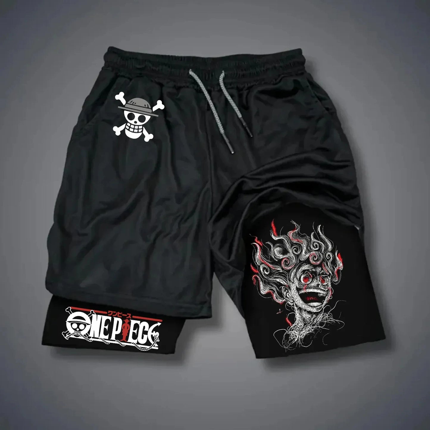 ONE PIECE Luffy Double-Layer Sports Shorts – Performance Meets Anime Style