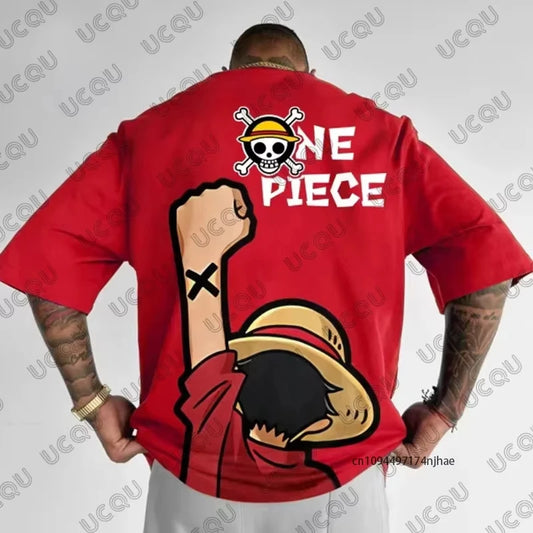 Hot Sale One Piece Luffy Zoro Anime Graphic Print Cotton T-shirt For Men Summer Sports Tees Male Clothes Oversized Unisex Tops