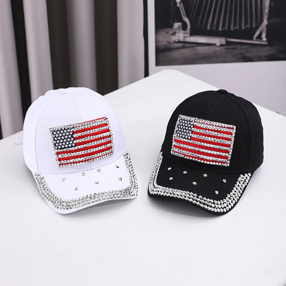 USA American Flag Baseball Cap – Patriotic Bling Meets Street Style