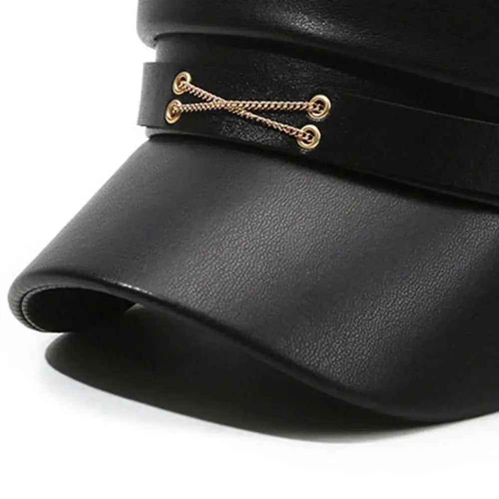 British Style PU Leather Beret – Timeless Retro Elegance