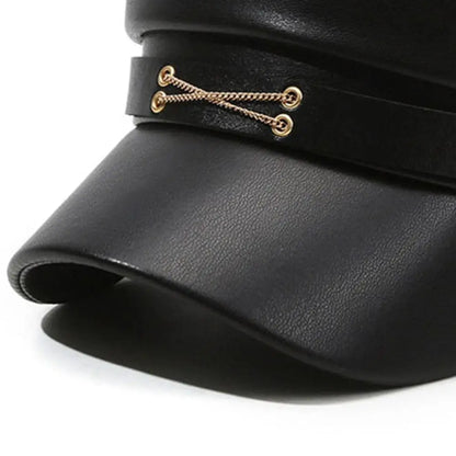 British Style PU Leather Beret – Timeless Retro Elegance