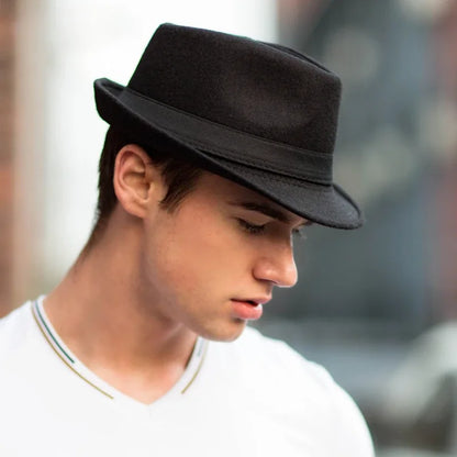 Men’s Wool Blend Fedora – Sophisticated Short-Brim Style